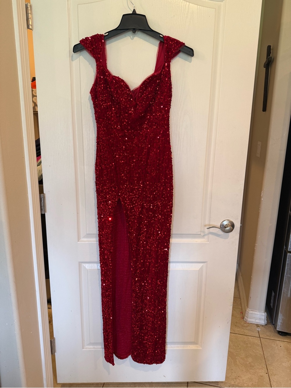 Fashion Nova Luminous red Sequin Velvet Maxi Dress Jessica rabbit medium